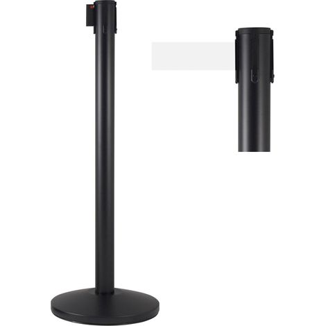 Colonnina Tendinastro 3 metri in Metallo Nero Opaco Ø36x101 cm Nastro Bianco (1/5)