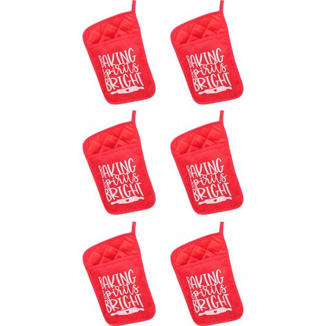 Ensemble de 6 maniques de Noël avec poche, résistantes à la chaleur, gants de cuisine, sac à biscuits, grille pour casseroles et kit de pâtisserie (1/5)
