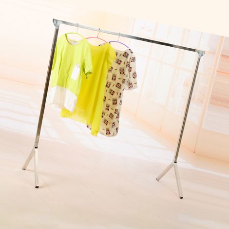 Étendoir à linge neuf à verrouillage par gravité, étendoir télescopique pliable en forme de X en acier inoxydable, sur pied, pour l'extérieur et l'intérieur, poteau unique de 1,5 mètre - une seule cou (1/5)