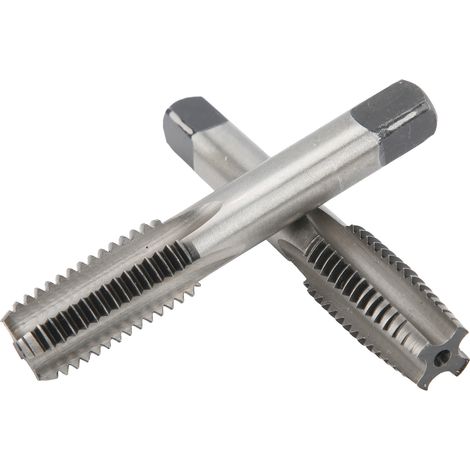 Lot de 2 forets taraudés à main à goujure droite en acier au carbone, filetage métrique M18, pour bois, plastique et aluminium (1/5)