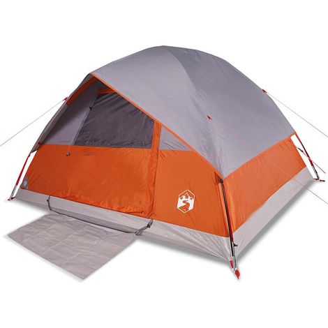 vidaXL Tienda familiar con cúpula para 6 personas impermeable gris y naranja (1/2)