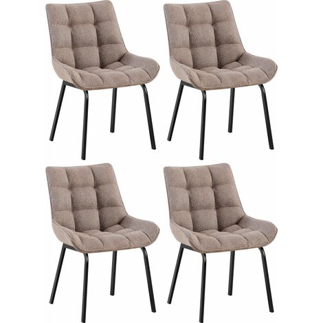 4 x Chaise Saranda en Tissu avec matellassage élégant Marron terre Noir (1/5)