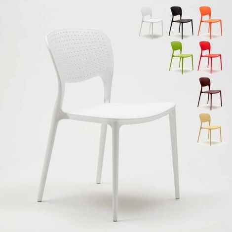 Ahd Amazing Home Design – Chaise empilable en polypropylène pour intérieur et extérieur – Résistante aux UV – Confort ergonomique – Dimensions 80x55x46cm – Blanc (1/5)