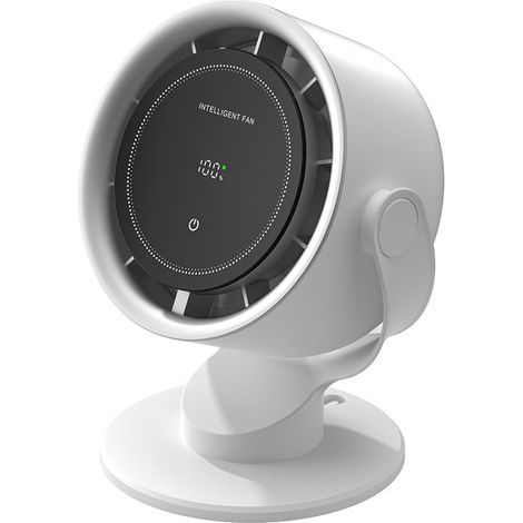 Wiederaufladbarer USB-Tischventilator – Tragbar und um 180° verstellbar, 4000-mAh-Akku, Digitalanzeige, leise und leistungsstark – Weiß (1/5)