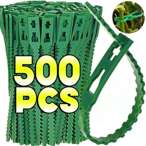 (17 cm, 100 pièces) Attaches de câble réutilisables pour jardin, plantes grimpantes, arbres et arbustes. Attaches en nylon réglables avec fermeture éclair. Outils de rangement inclus. (1/4)