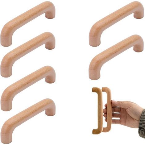 6 Pièces Poignée de Meuble Bois, Poignée Meuble Cuisine Placards Poignee Porte, Espacement des Trous 96mm, pour Meubles de Cuisine et Tiroirs (1/5)