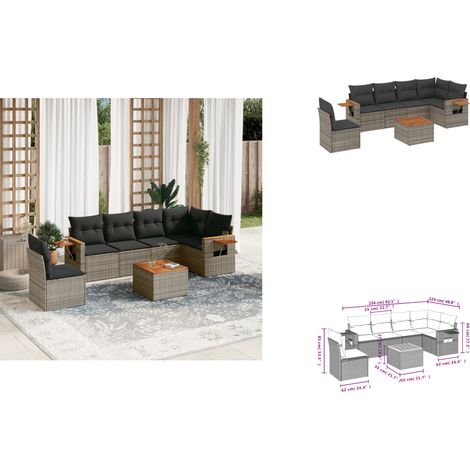 Salon de jardin avec coussins 7 pcs gris résine tressée - Salon De Jardin - Canapé Extérieur - Mobilier De Jardin - Set Salon - Résine Tressée (1/3)