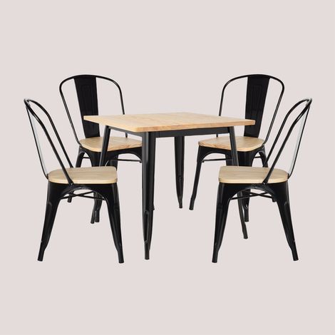 Set di tavoli in legno LIX (80x80) e 4 sedie LIX Legno SKLUM (1/5)
