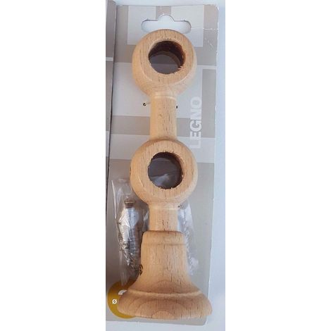 ECOSI' - SUPPORTO DOPPIO CHIUSO PER BASTONI D. 20 IN LEGNO NATURALE