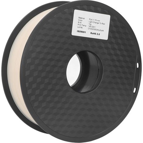 [Filament PLA rouge photosensible] pour imprimantes 3D FDM 1,75 mm, changeant de couleur sous la lumière. (1/5)