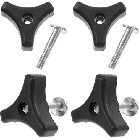 Set mit 4 universellen Rasenmähergriffen, dreieckigem Knauf, Flügelschraube, 5 cm, Befestigungsset für Rasenmähergriffe, Ersatzteile aus ABS und Eisen
