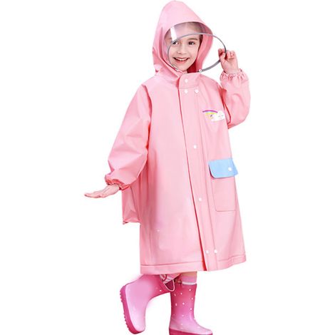 Ponchos de pluie réutilisables pour enfants avec housse de sac à dos, boutons pression, veste imperméable pour activités extérieures (1/5)