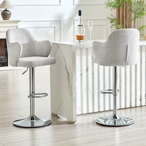 Verstellbares Barhocker-Set (2er-Set), moderne gepolsterte Barhocker mit Armlehnen, um 360° drehbar, höhenverstellbar, geeignet für die Bar zu Hause und für Restaurants