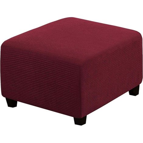 Schutzhülle, elastischer Fußstützenbezug, waschbarer quadratischer Sofa-Fußstützenbezug, Möbelschutz (weinrot) - Crezuo