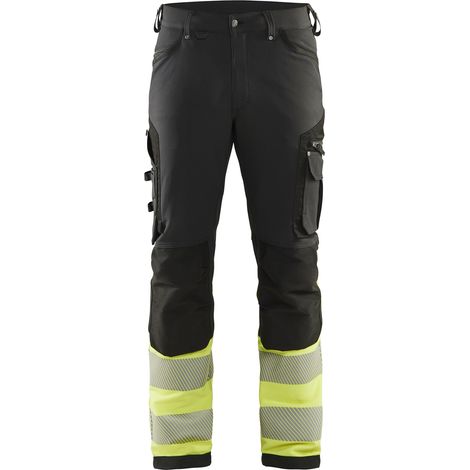 Pantaloni da lavoro elasticizzati alta visibilità classe 1 1193 - Nero/Giallo XS - IT(38) - SE(C44) - Lunghi