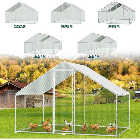 Randaco Hühnerstall Hühnerhaus Dach Geflügelstall Kleintier Ställe Freilaufgehege mit abschließbare Tür, 3 x 2 x 2 m