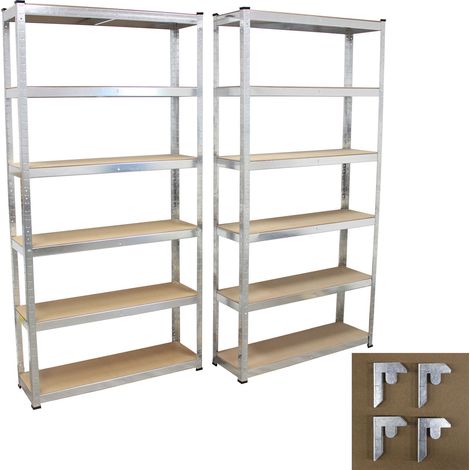 TRUTZHOLM Schwerlastregal 2er Set 200x100x30 cm verzinkt 900 kg mit 6 Böden (1/5)