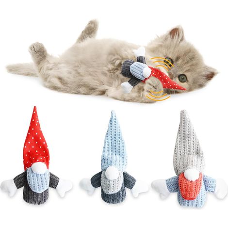 Jouet à l'herbe à chat, jouet à mâcher pour chat en corde et peluche avec sons en papier (3 pièces) - Rouge (1/5)