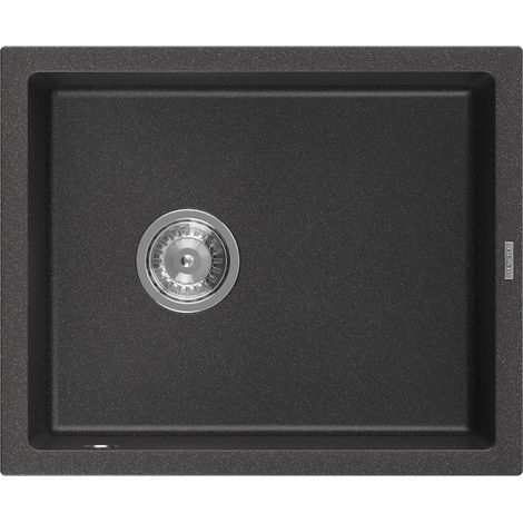 Mexen Pedro évier en granit à 1 cuve 560 x 460 mm, Noir moucheté - 6508561000-76 (1/5)