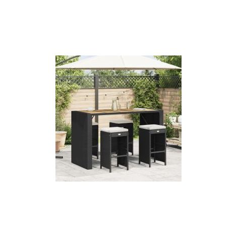 Tabourets de bar de jardin et coussins lot de 4 résine tressée (1/5)