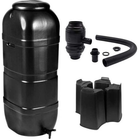 NATURE Kit de recuperador de agua - 100 litros - Forma columna - Tratado anti-UV - Fabricado en Europa - Negro