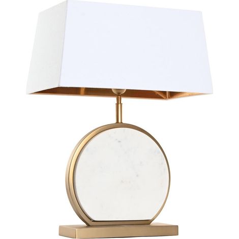 Lampe à poser dorée en acier et marbre blanc élégant - doré mat et marbre blanc (1/5)