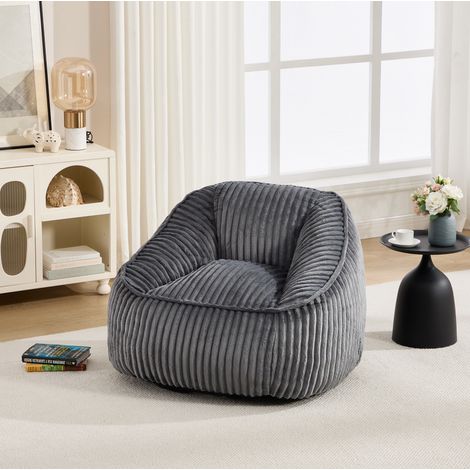 Poltrona bean bag in ciniglia con imbottitura in memory foam, grigio scuro DESVIAE (1/5)