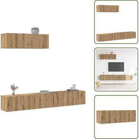 Armadio TV - vidaXL Set Mobile TV 3 pz Montato a Parete Rovere in Truciolato - Armadio a parete