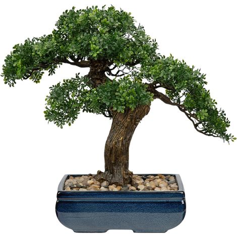 Grand bonsaï artificiel - Podocarpus vert de 41 cm dans un pot en céramique - Plante artificielle facile d'entretien pour salon, bureau et décoration (1/5)