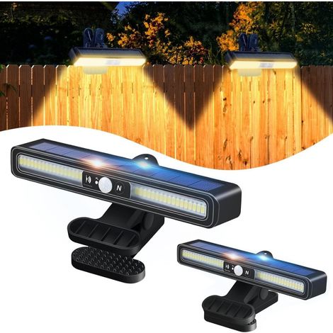 Lampe Solaire Extérieure - Capteur De Mouvement - 3 Modes - IP65 - 600 Lm - 3500 K - Pour Clôture Et Bordure De Jardin - Lot De 2