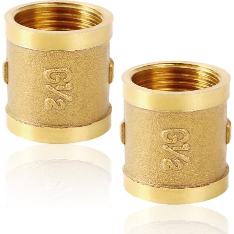 Lot de 2 douilles en laiton 1/2" IG/IG double mamelon (1/5)