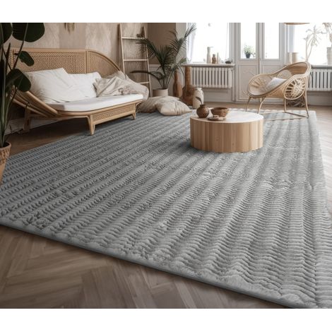 Wohnzimmer Teppich Langflor Wohnzimmerteppich Rauten Design Soft 3D Design 160 cm x 220 cm x 27 mm Grau Rechteckig (1/5)