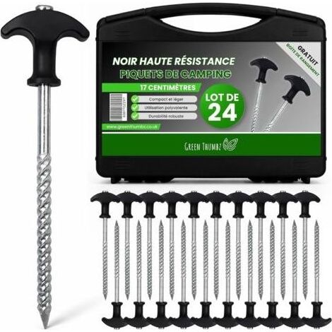 Lot de 20 Piquets de Tente en Métal, Conception à Vis pour Sol Dur, Embout de Perceuse Inclus, 17cm pour Camping (1/5)