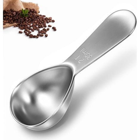 Cuillère à café en acier inoxydable 18/8, 30 ml, avec poignée courte et épaisse, cuillère doseuse durable pour café, thé en poudre, sucre, farine, thé, 2 cuillères à soupe (1/5)