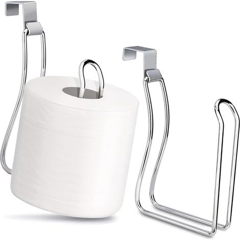 Paquete de 2 soportes de pared de acero inoxidable para papel higiénico y toallas de cocina (sin necesidad de taladrar). (1/5)