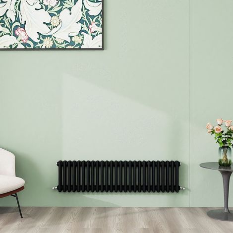 AICA 300x1190mm 3 Column Horizontal Black Radiator Central Heating Cast Iron Style