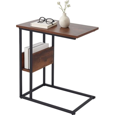 Mesa auxiliar con estante y compartimento - Madera y metal (1/5)