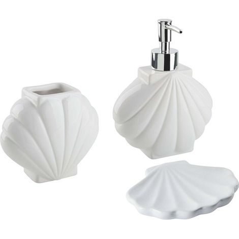 Dolomite Glamour White Shell 3-teiliges Badezimmer-Accessoire-Set (1/5)