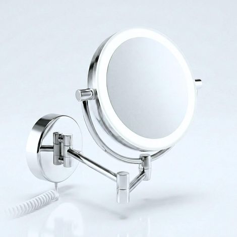 Miroir Cosmétique LED,Miroir Mural à Maquillage Rotatif à 360° avec variateur, LED lumière du Jour et grossissement 5x / 10x pour Un Maquillage Parfait (1/5)