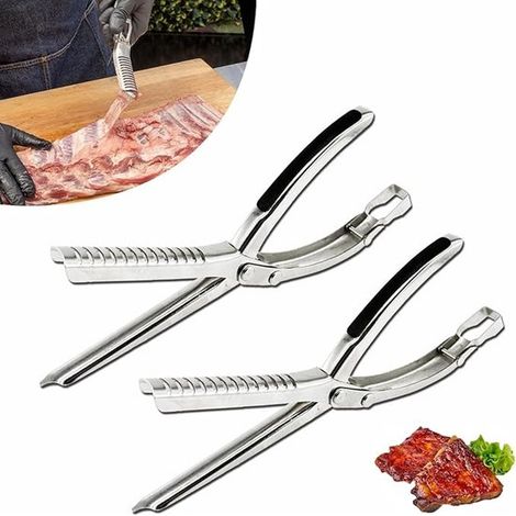 Removedor de membranas de costillas, 2 piezas, Pelador, Adelgazador de costillas para parrilla, Barbacoa, Adecuado para cortar la grasa (1/5)