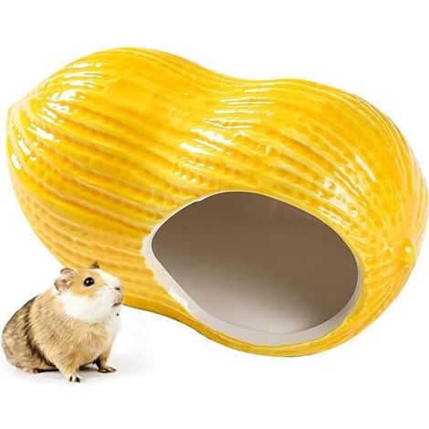 Hamster Maison Hamster Hideout, Forme de Cacahuète Maison de Hamster en Céramique Trou de Hamster Maison Hamster Nid de Cachette (1/3)