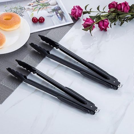 Pince à aliments en acier inoxydable de 35,5 cm (14 pouces) pour barbecue, salade, cuisine, fête, buffet, accessoires de pâtisserie (1/4)