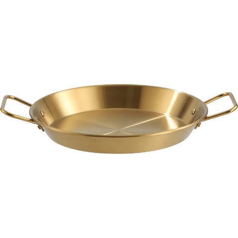 Piatto per frutti di mare in acciaio inox con doppio manico - Padella in acciaio inox con doppio anello di manico - Oro - 19 cm (1/5)
