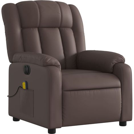 Poltrona relax TV reclinabile elettrica funzione massaggio 6 punti massaggio in PVC marrone DEC027206