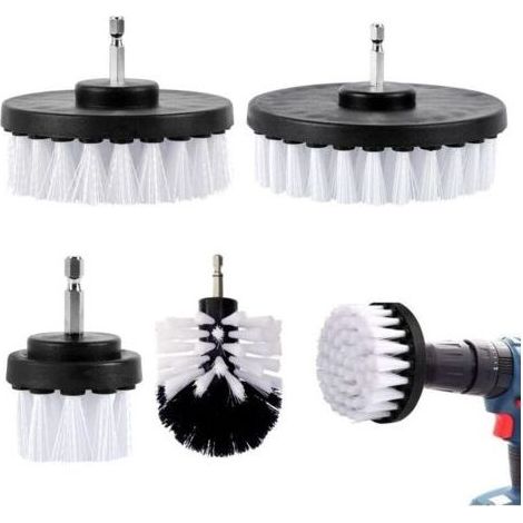 4 Pièces Brosse Nettoyage Perceuse Set 2'/ 3.5'/ 4'/ 5' - Blanc pour Baignoires, Éviers de Salle de Bain, Éviers de Cuisine, Murs de Cuisine (1/5)