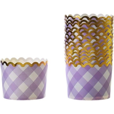 Vasos de papel para magdalenas, con rejilla morada, 60 x 55 mm / 50 unidades.