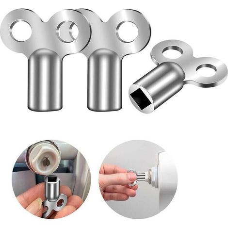 Ecleanfy - Lot de 3 Clés de Purge Radiateur Universelle, Clé de Purge Robuste, Clé de chauffage, Clés Radiateur Compact en Aluminium pour presque tous les radiateurs, Cle Chauffage Central (1/4)