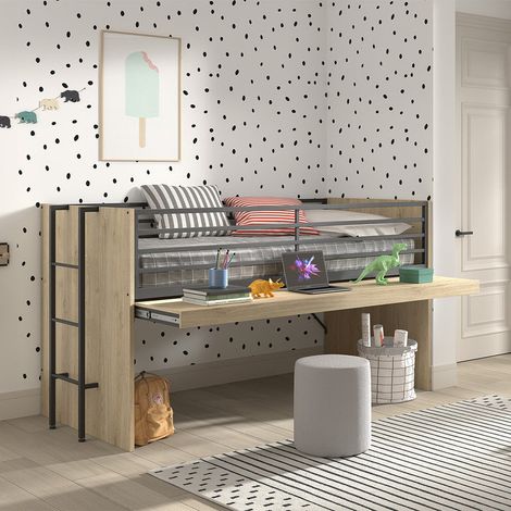 Cama de media altura 90x200 con somier Vipack Sam Madera (1/4)