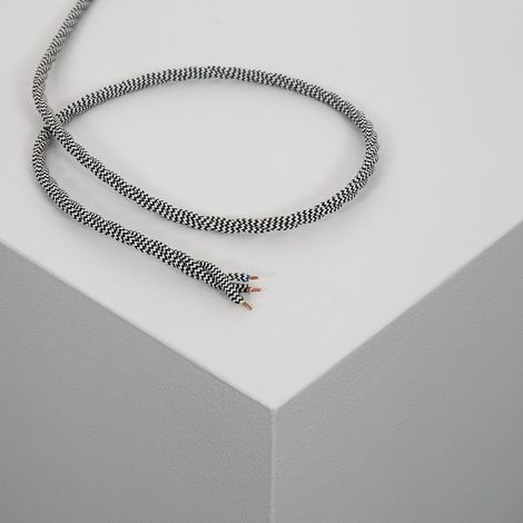 Cable Textil Eléctrico Trenzado Blanco y Negro 7 m