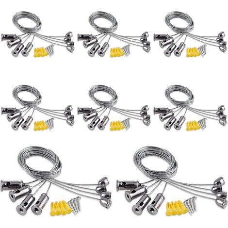 32 Câble, Acier inoxydable, 1M, Diamètre 1,5MM, Kit accrochage, Miroir, Panneau LED